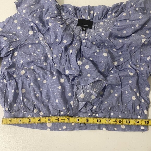 Lumiere Polka Dotted Ruffle Blouse Size S - Picture 10 of 11